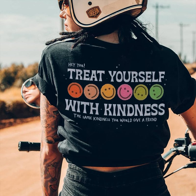 Minnieskull Treat Yourself With Kindness Letters T-shirt - Minnieskull