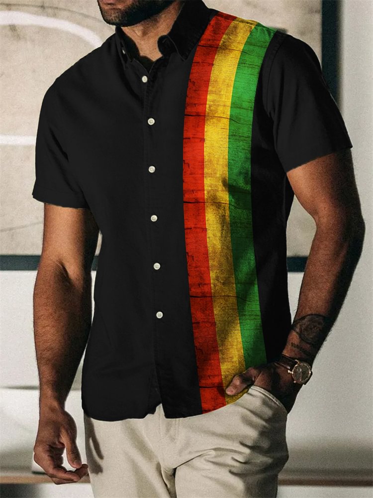 Tiboyz Men's Black Pride Stripe Short Sleeve Shirt