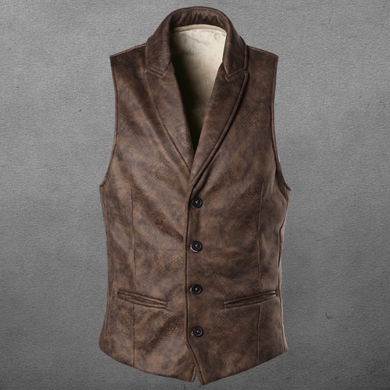 Tiboyz Men's Fashion Leather Single Breasted Vest