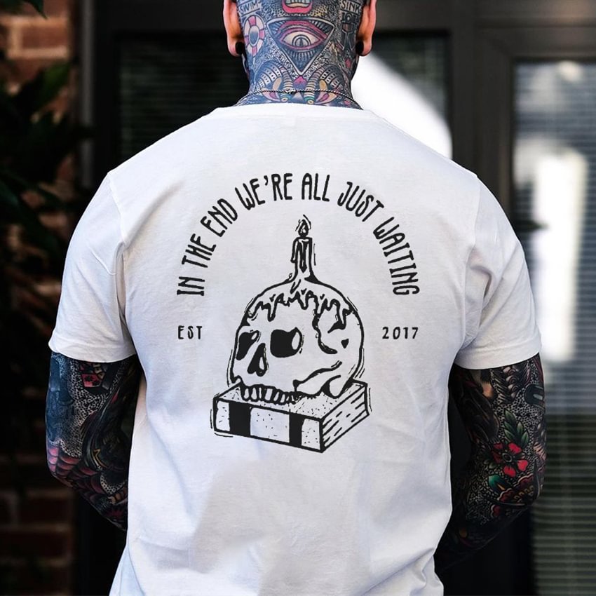 Cloeinc Skull candle letter printed T-shirt designer - Cloeinc