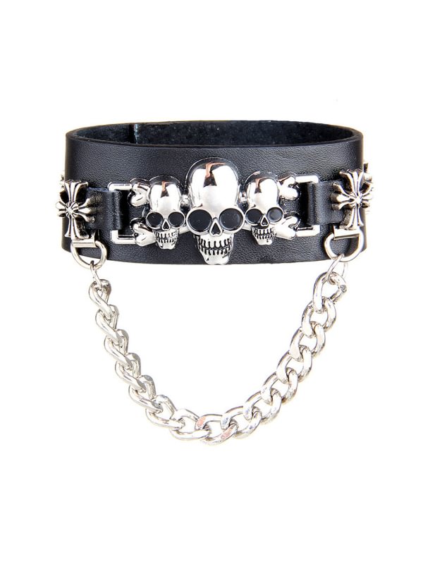 Skull Chain Adjustable PU Bracelet