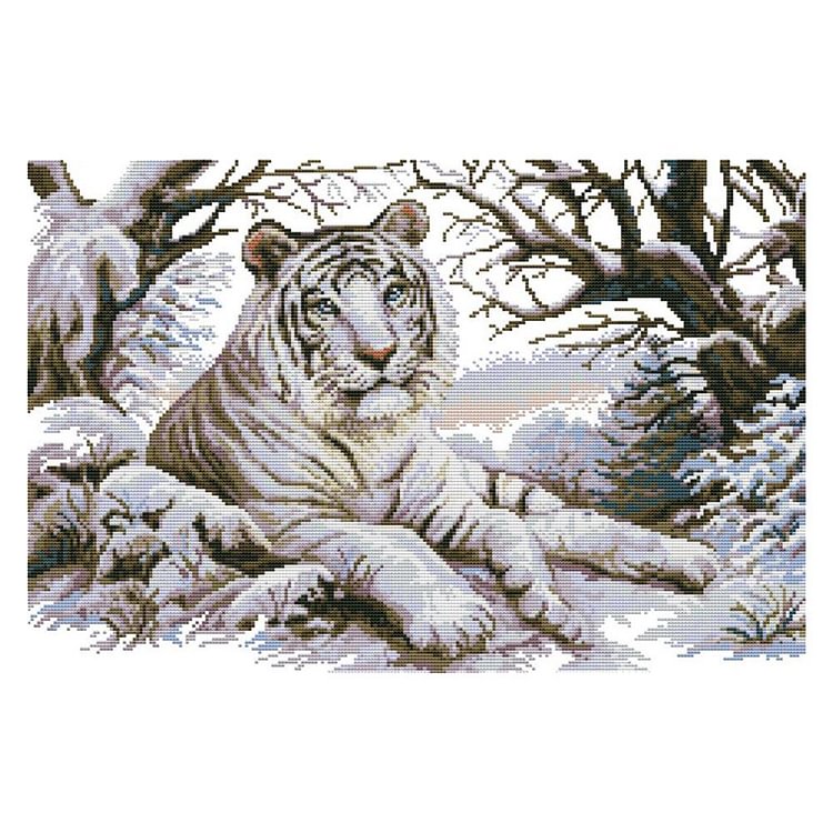 (14Ct/11Ct Counted/Stamped) Tiger - Cross Stitch Kit 51*36CM