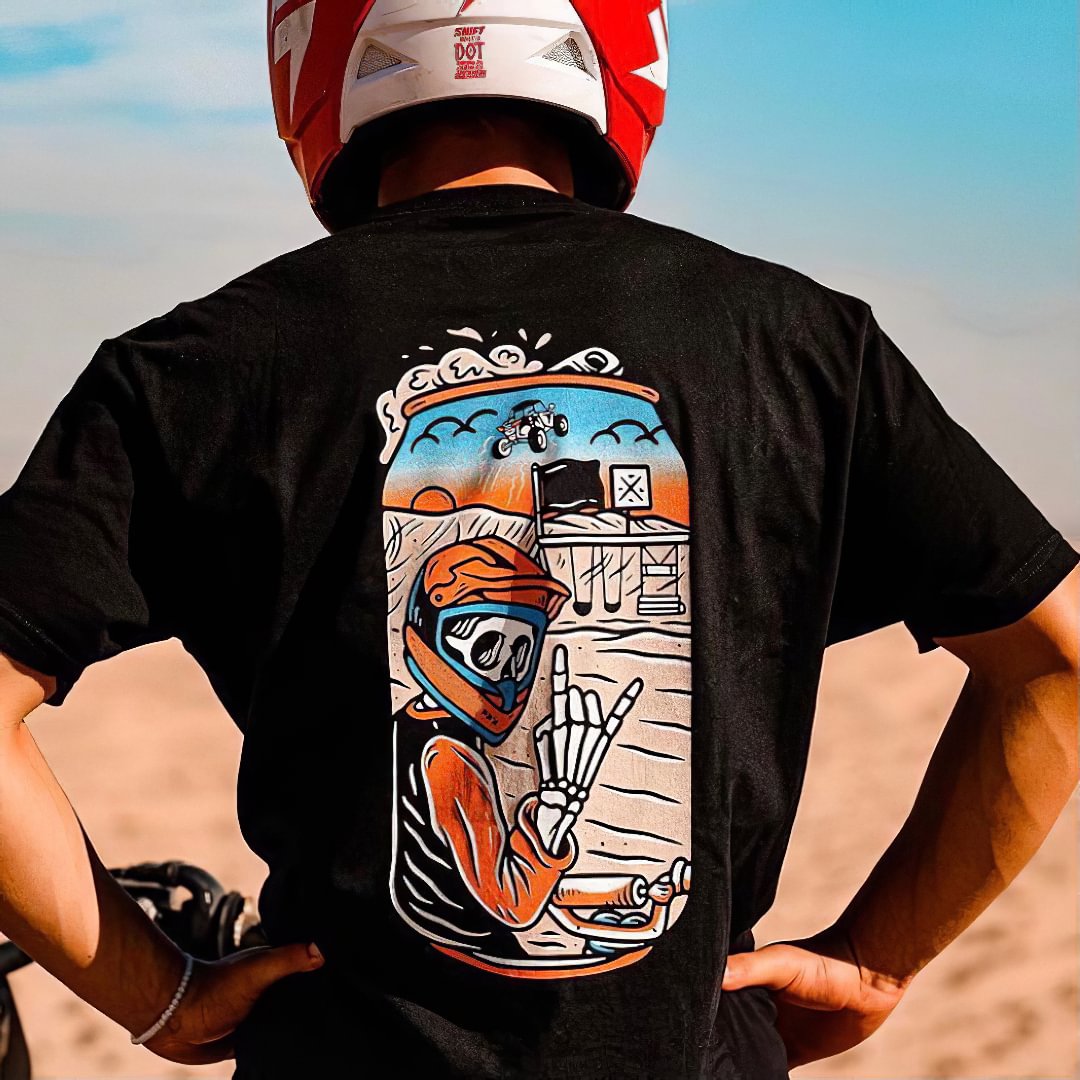 Cycling skull print t-shirt designer - Krazyskull