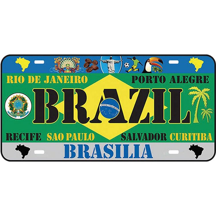 Brazil - Car Plate License Tin Signs/Wooden Signs - 30x15cm