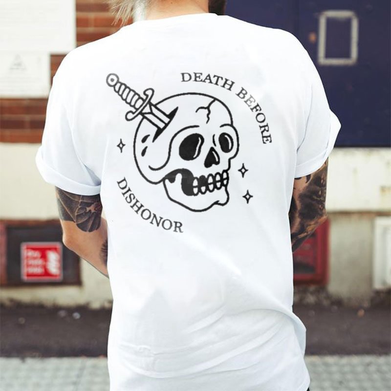 Death Before Dishonor Skull Printed Men's T-shirt - Krazyskull