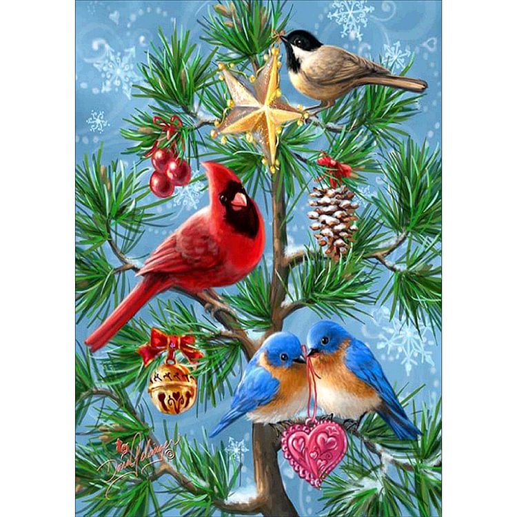 (Counted/Stamped)Christmas Birds - 3 Strands Cross Stitch 36*46CM