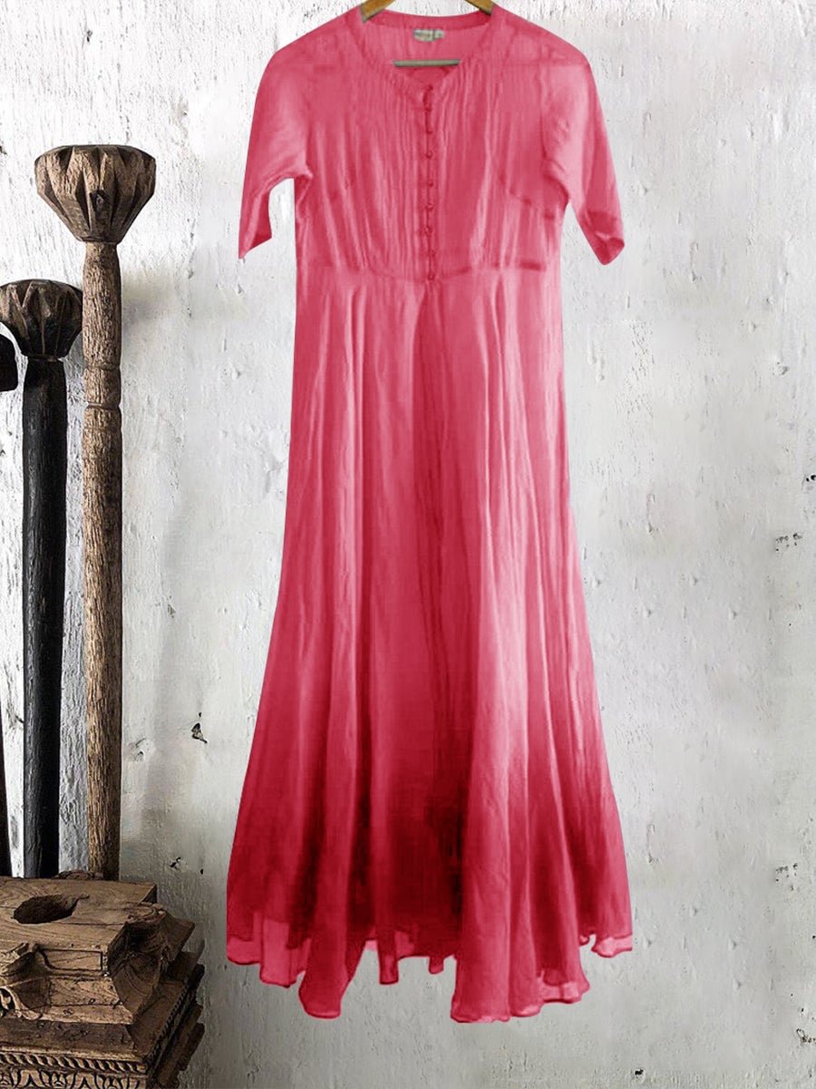 Womens Solid Color Casual Linen Maxi Dress