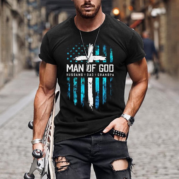 BrosWear Man Of God Flag Short Sleeve T-Shirt