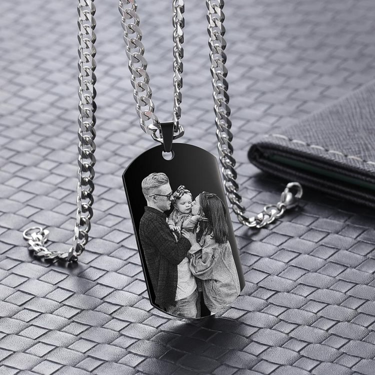 Custom Picture Dog Tag Necklace with Calendar Personalized Gift, Personalized Necklace with Picture and Date