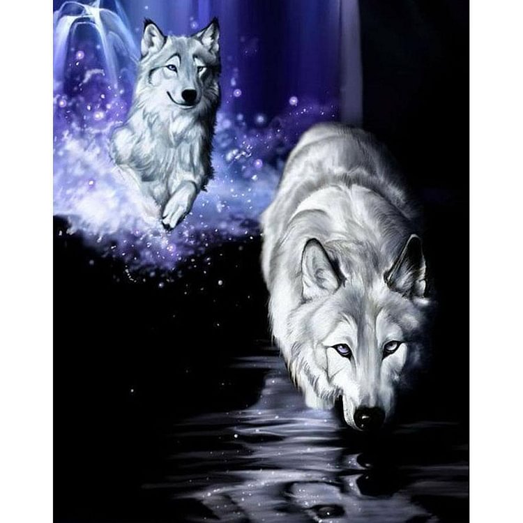 Running White Wolf - Full Round Drill Diamond Painting - 30x40cm(Canvas)
