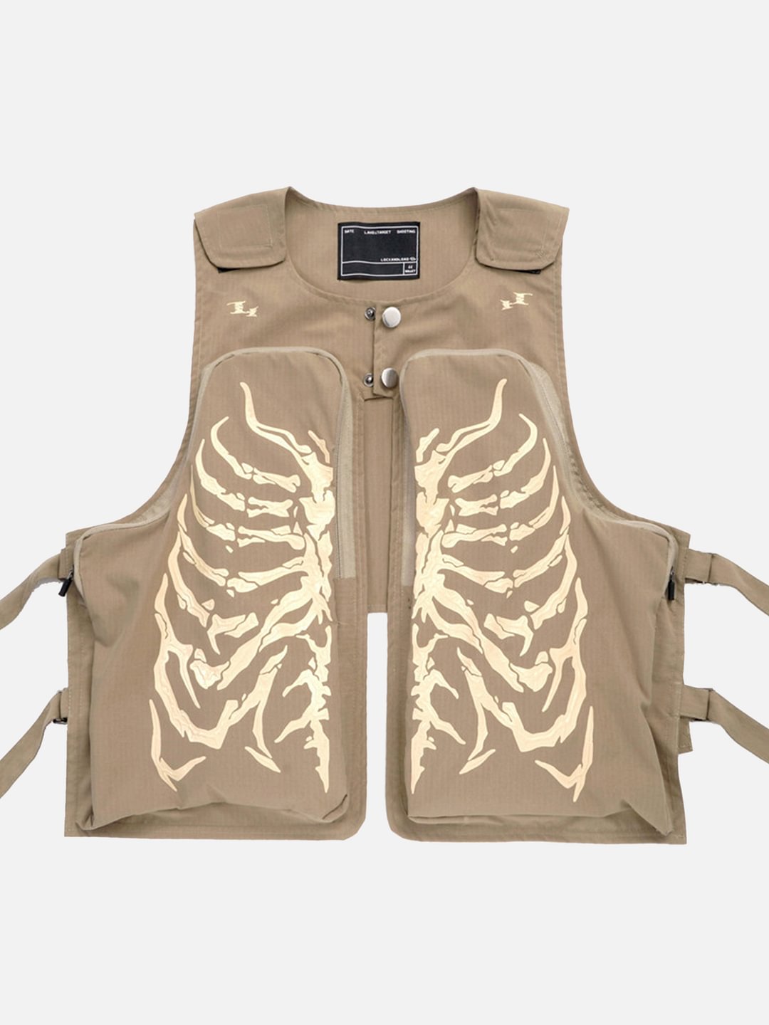 Skeleton Print Cargo Vest / Techwear Club / Techwear