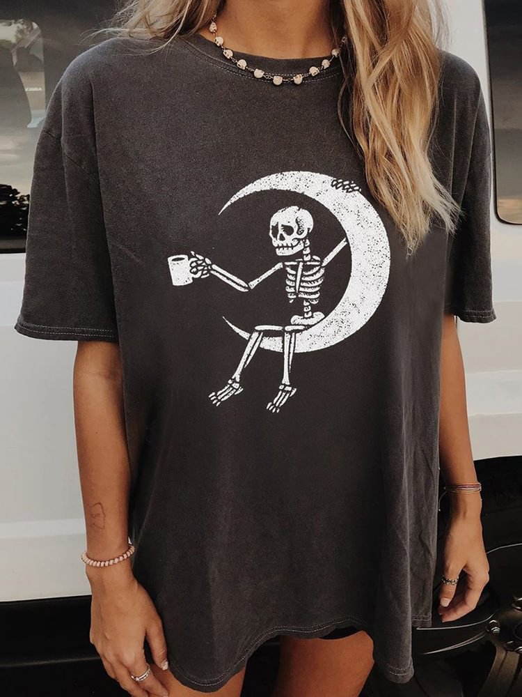 Minnieskull Casual round neck short sleeve skull print T-shirt designer - Minnieskull