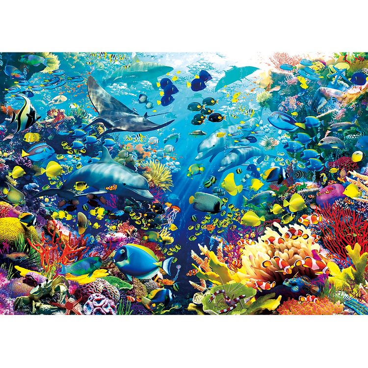 (11Ct Counted/Stamped) Underwater World - Cross Stitch Kit 100*73CM