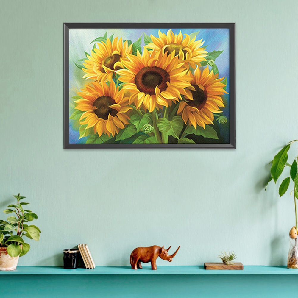 (Counted/Stamped)（Big Size）Sunflower- 3 strands Cross Stitch 50*65cm