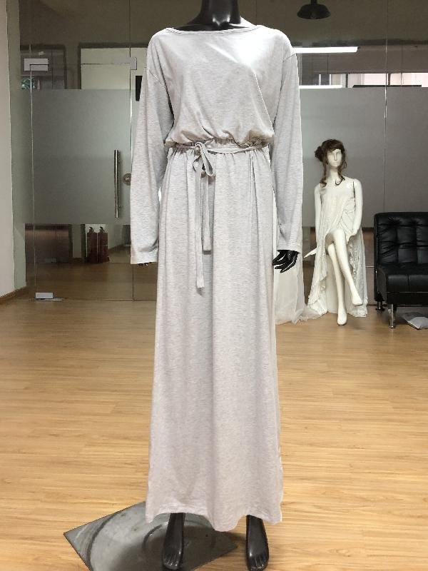 Soft Solid Belted Long Sleeves Maxi Dress