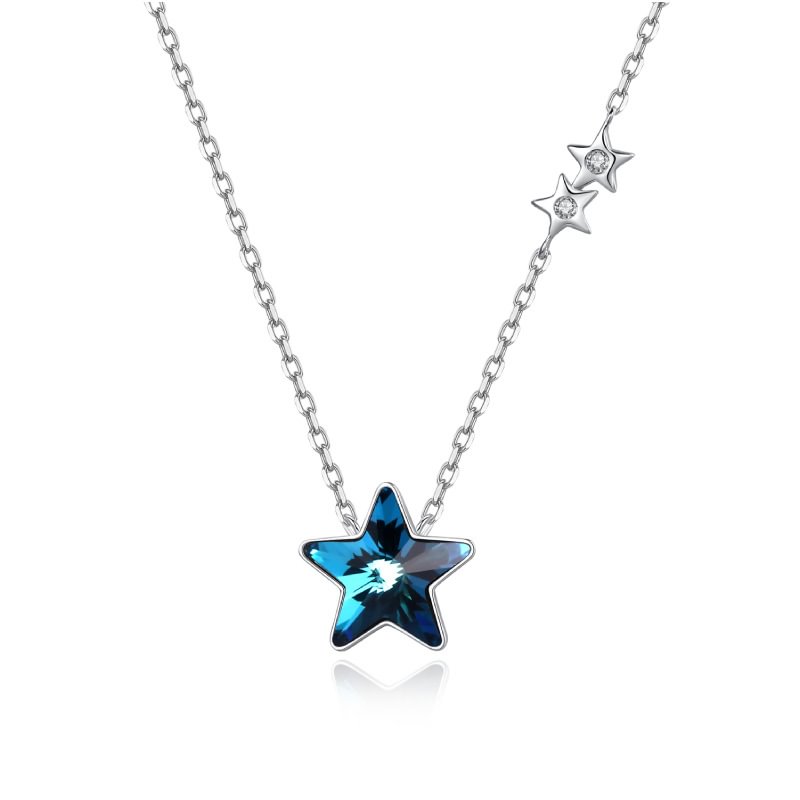 Wishing Star Pendant Blue Crystal Necklace