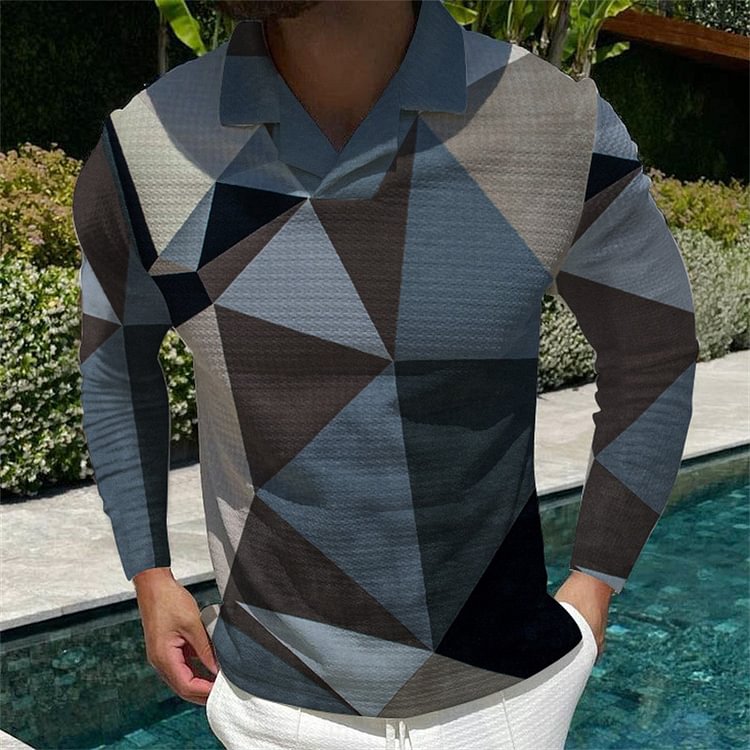 BrosWear Color Block Casual Long Sleeve Polo Shirt