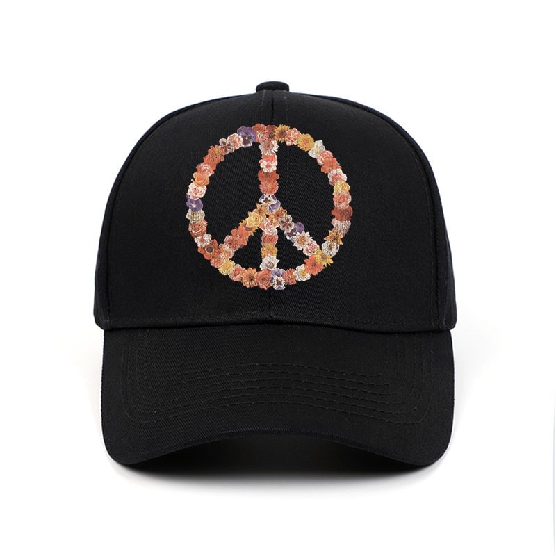 World Floral Peace Sign Baseball Cap / Techwear Club / Techwear