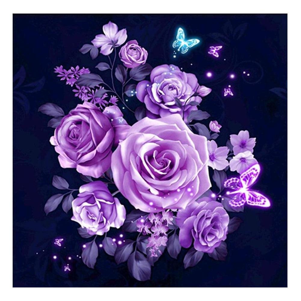 Full Round Diamond Painting Purple Flowers (30*30cm)