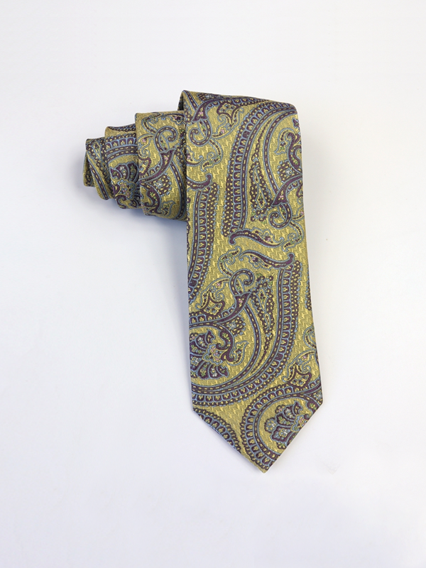 Paisley Yellow Silk Tie-Real Silk Life