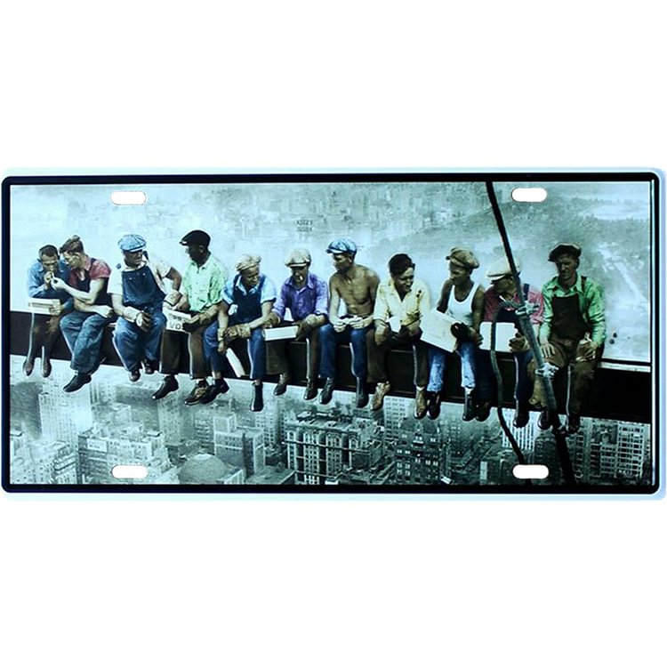 People Sitting Railings - Car Plate License Tin Signs/Wooden Signs - 30x15cm