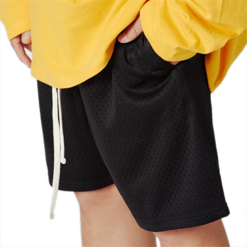 Solid Color Mesh Breathable Casual Men's Fitness Shorts-VESSFUL