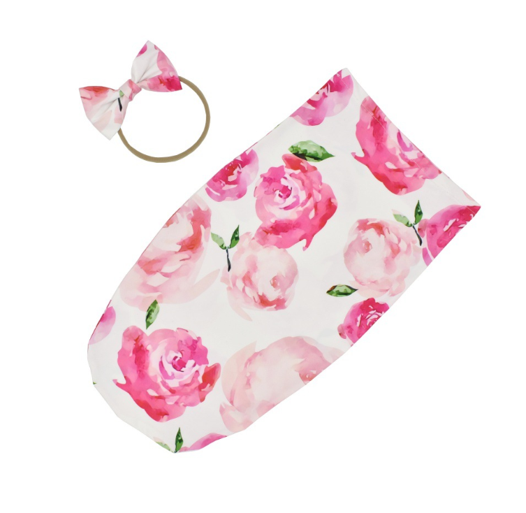 Adorable baby Swaddle Blanket And Headband Set