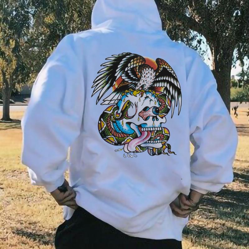 Snake Skull Eagle Graphic Fashion Men’s Hoodie - Krazyskull
