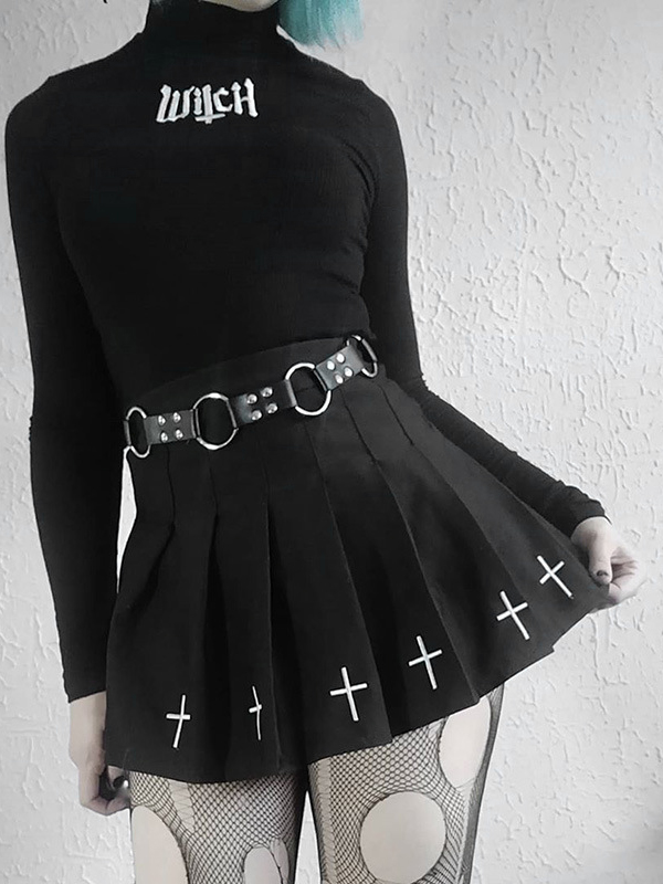 Dark Angel Pleated Gothic Skirts with Lining