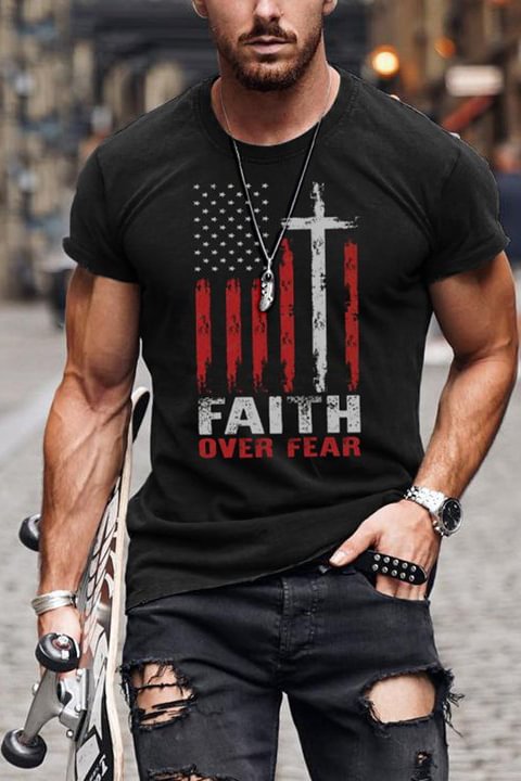 Tiboyz Faith Over Fear Flag Short Sleeve T-Shirt