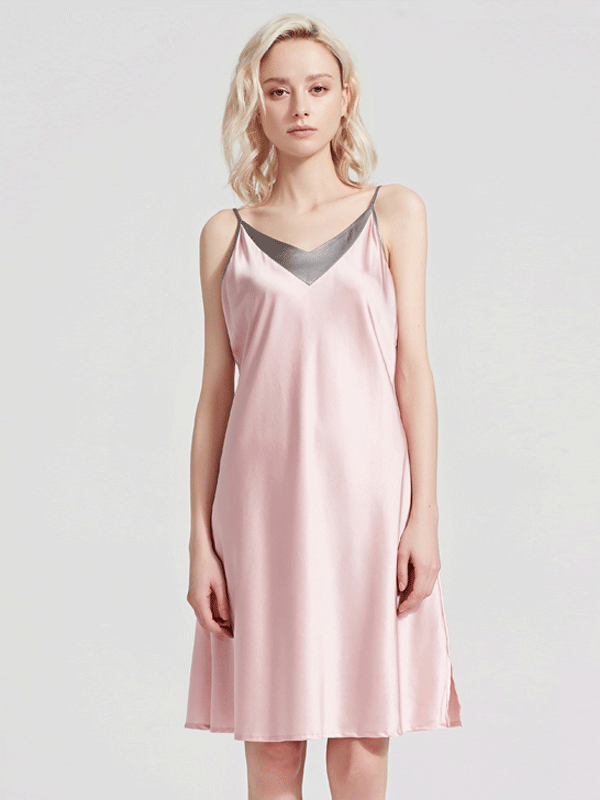 Luxury Contrast Color Silk Nightgown-Luxury Silk Life