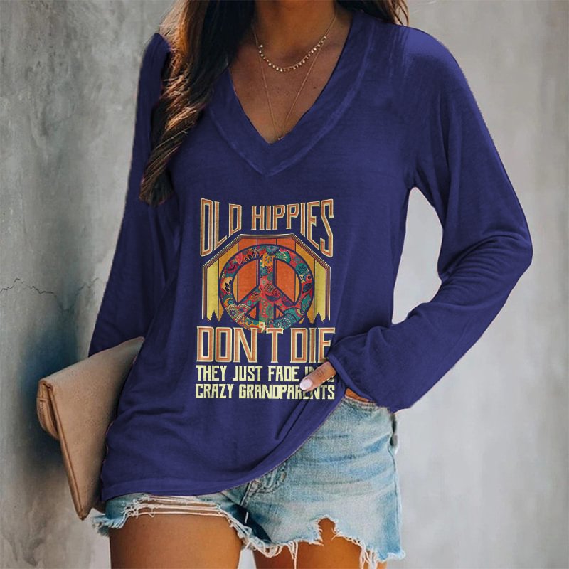 Old Hippies Don't Die Printed Women's Long Sleeve T-shirt