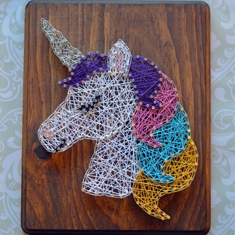 String Art - Unicorn 5" x 5"-Ainnpuzzle
