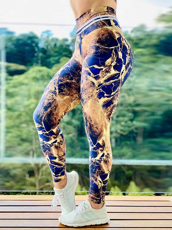 Gymystar Women's High-Waisted Irregular Digital Printed Dance Tight Leggings