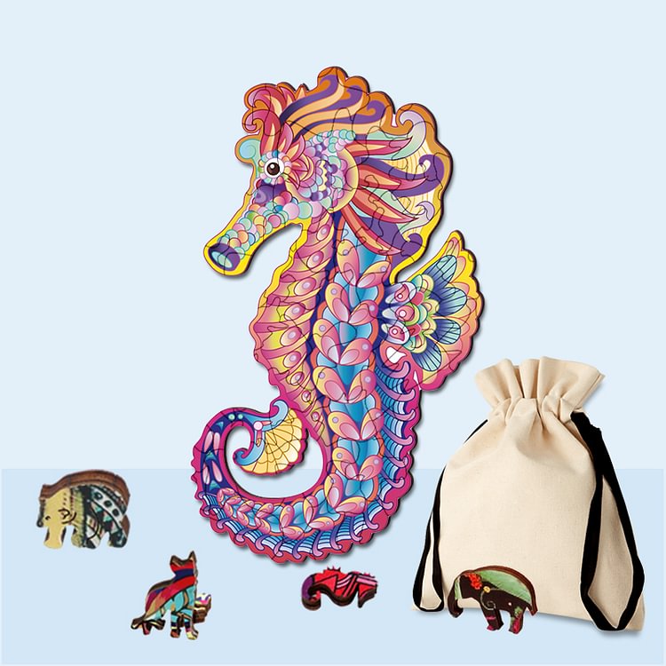 Colorful Seahorse Wooden Jigsaw Puzzle