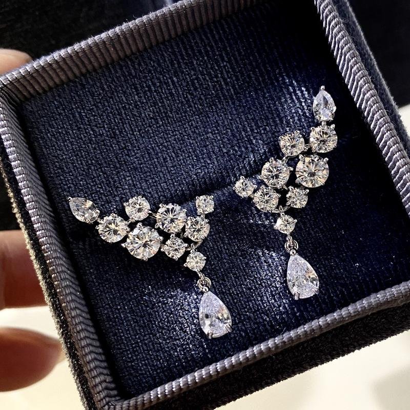 Silver Color Dangle Earrings for Women Wedding Party Jewelry-VESSFUL