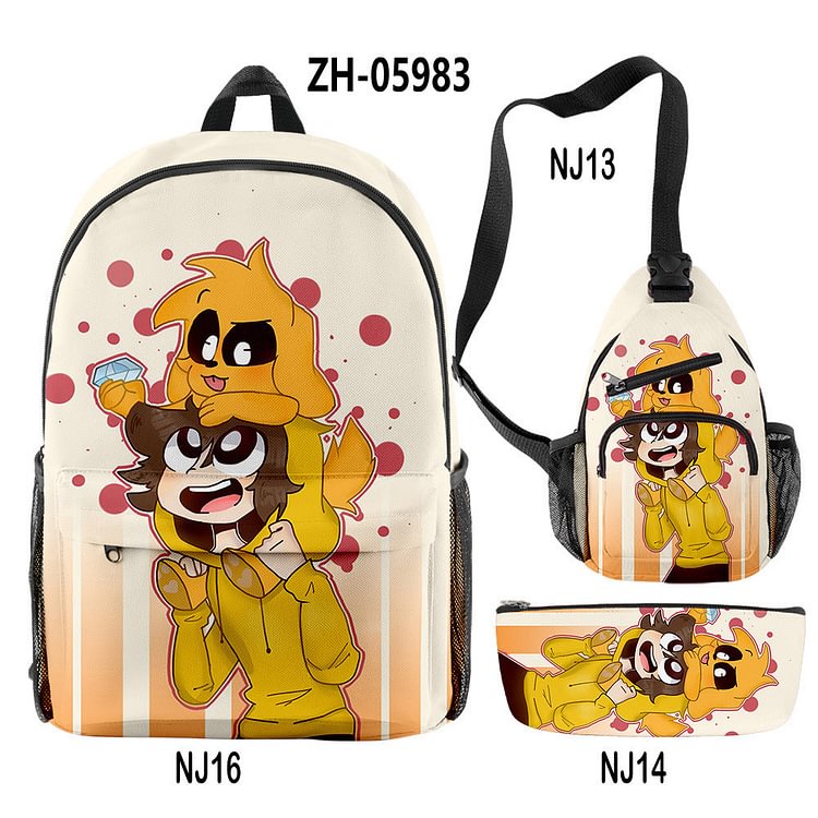 Mayoulove Kids  Mikecrack Backpack with  One-shoulder Bag and Pencil Case-Mayoulove