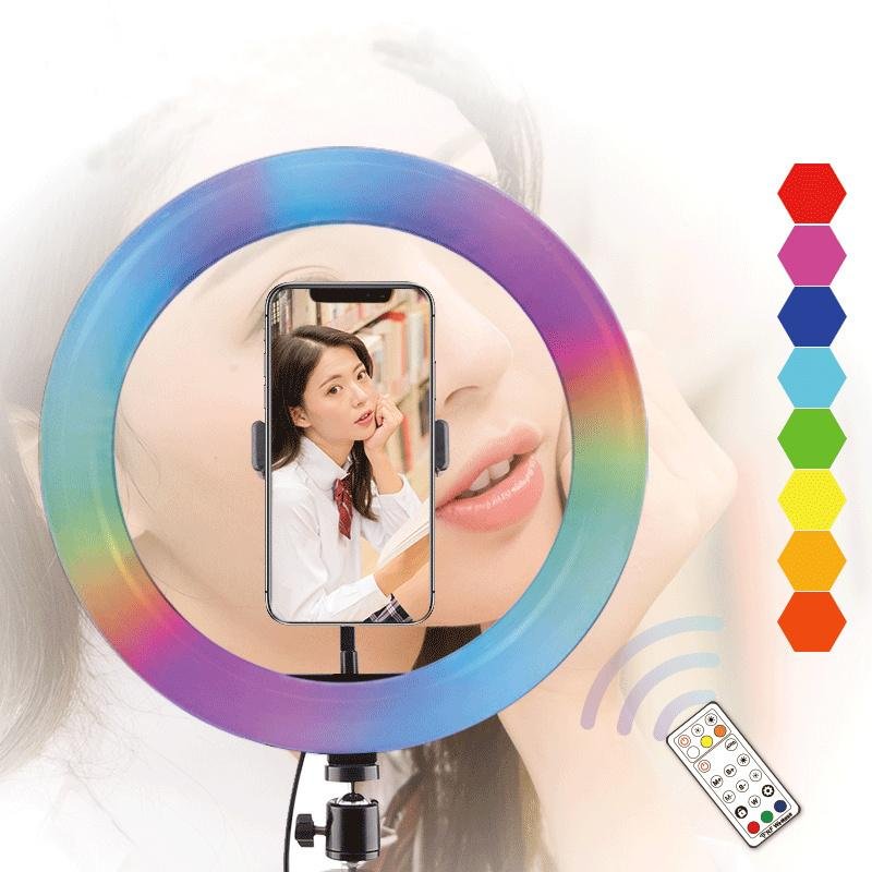 10"RGB Ring Light Selfie Ring Lamp With Tripod For Makeup Video Live、14413221362536236236、sdecorshop