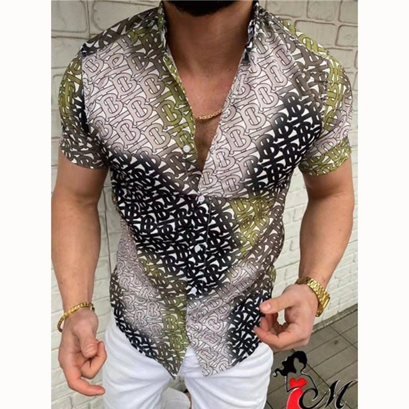 ฿ Pattern Summer Short Sleeve Men's Shirts-VESSFUL