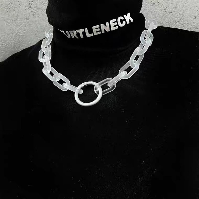 Necklace Men's Frosted Transparent Acrylic Chain Ring Pendant Original Design Function Harajuku Pendant Accessories / Techwear Club / Techwear