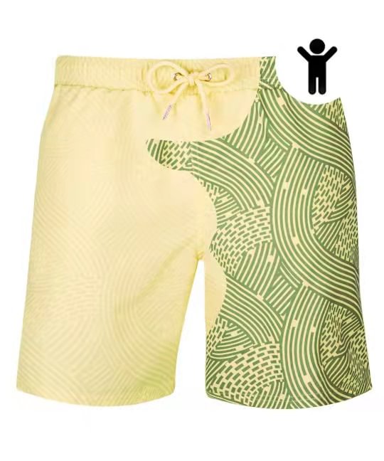 Kids Color Changing Swim Trunks | Green-Yellow