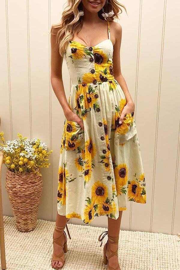 Pretty Printed Sling Midi Dress (3 Colors) P14142