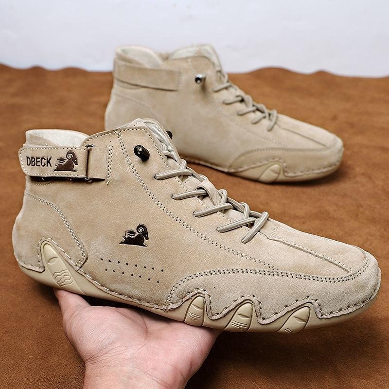 Botas altas italianas de gamuza hechas a mano con velcro