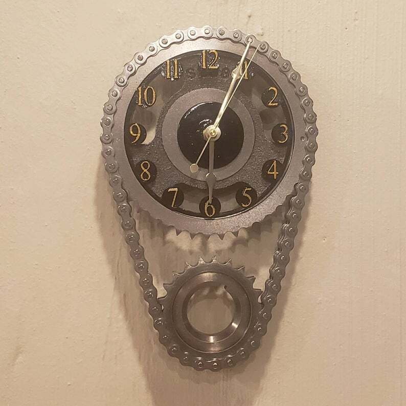 ⚙BIG BLOCK TIMING CHAIN CLOCK, MOTORIZED, ROTATING🔥Buy 2 Free Shipping🔥