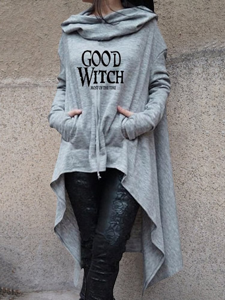 GOOD WITCH MOST OF THE TIME Printed Long-sleeved Women's Sweater With Two Wool Pockets-Mayoulove