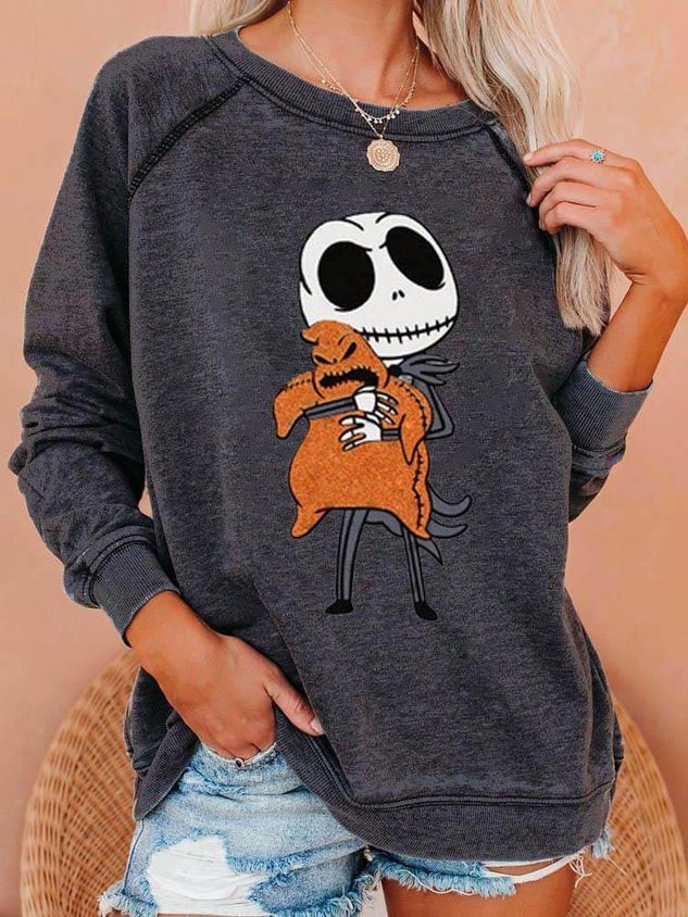 Halloween Topics Printed Women's Casual Sweatshirt