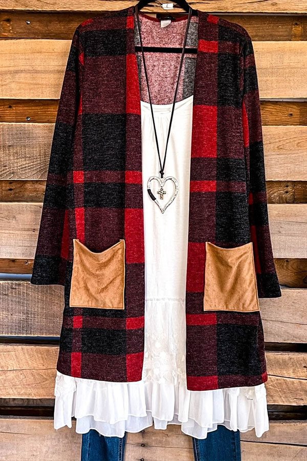 Red Plaid Jacket - Long
