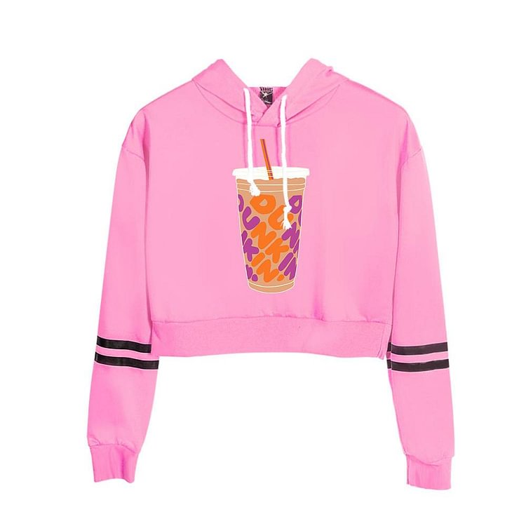 Charli D'Amelio Ice Coffee Crop Tops Print Crop Top Girl Pullover Sweatshirts-Mayoulove