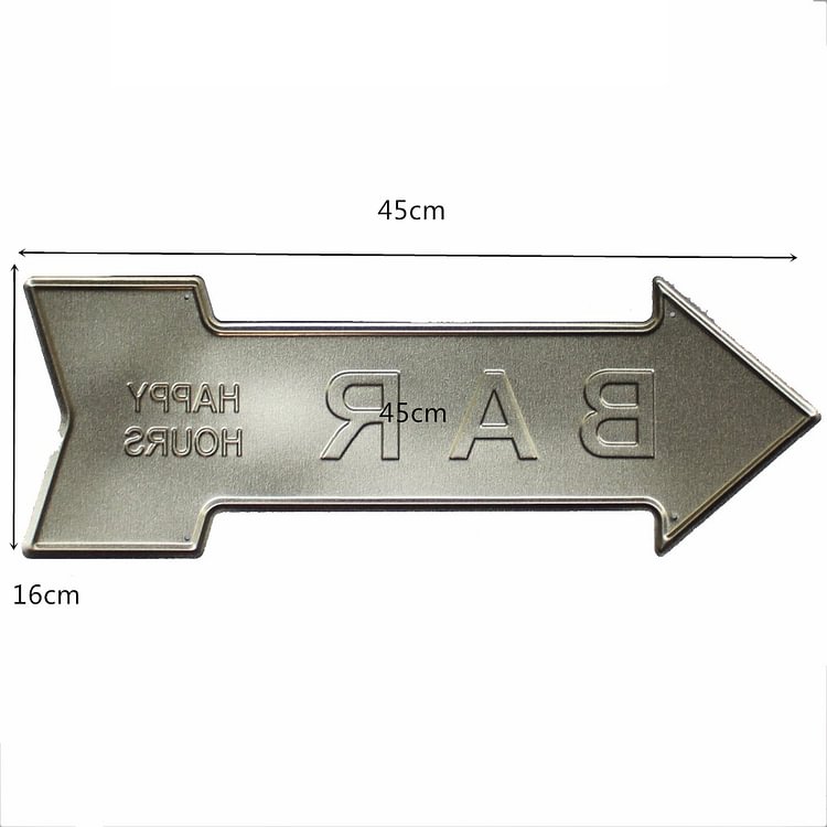 White - Arrow Shape Vintage Tin Sign - 16x45cm