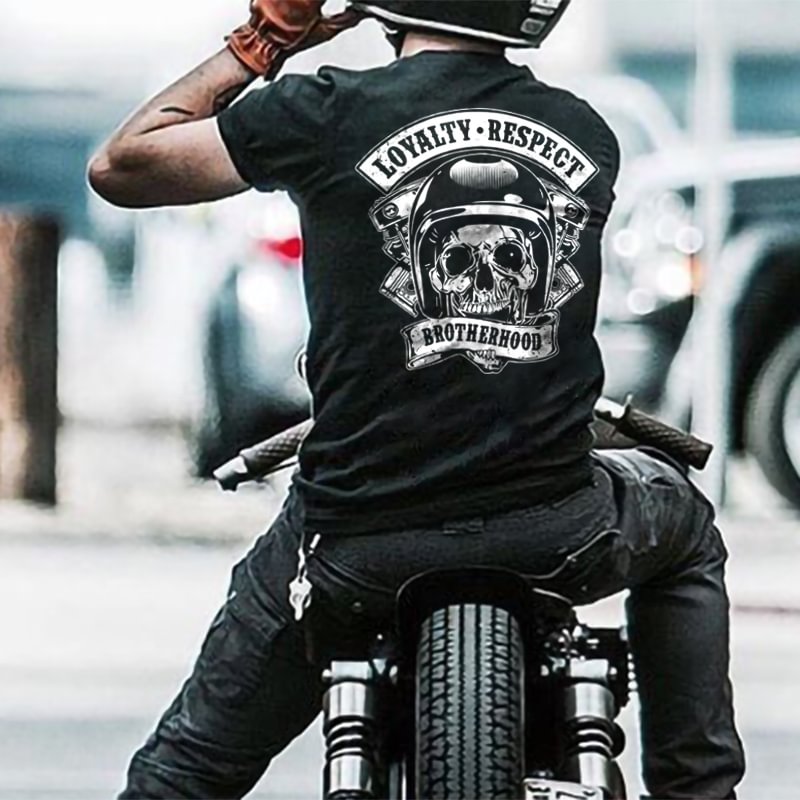 Loyalty respect helmet skull design T-Shirt -  